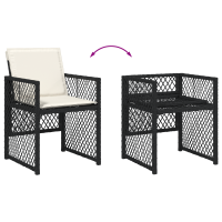 Produktbild för Trädgårdsmöbelset 5 pcs Svart konstrotting
