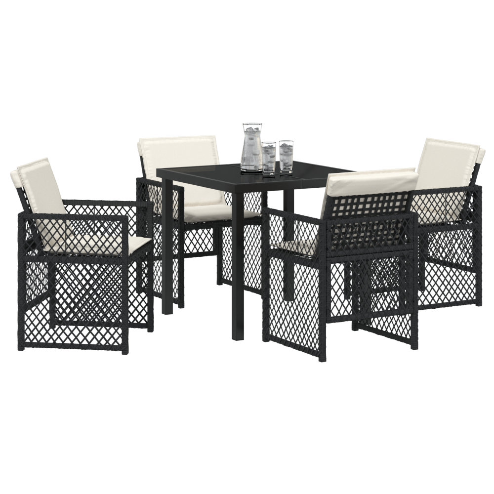 Produktbild för Trädgårdsmöbelset 5 pcs Svart konstrotting