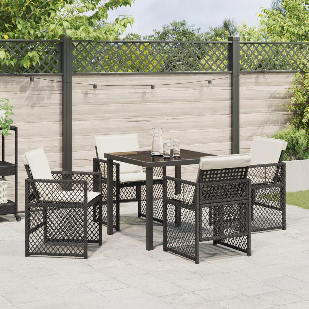 Produktbild för Trädgårdsmöbelset 5 pcs Svart konstrotting