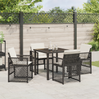 Produktbild för Trädgårdsmöbelset 5 pcs Svart konstrotting