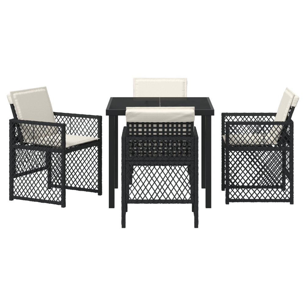 Produktbild för Trädgårdsmöbelset 5 pcs Svart konstrotting