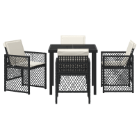 Produktbild för Trädgårdsmöbelset 5 pcs Svart konstrotting