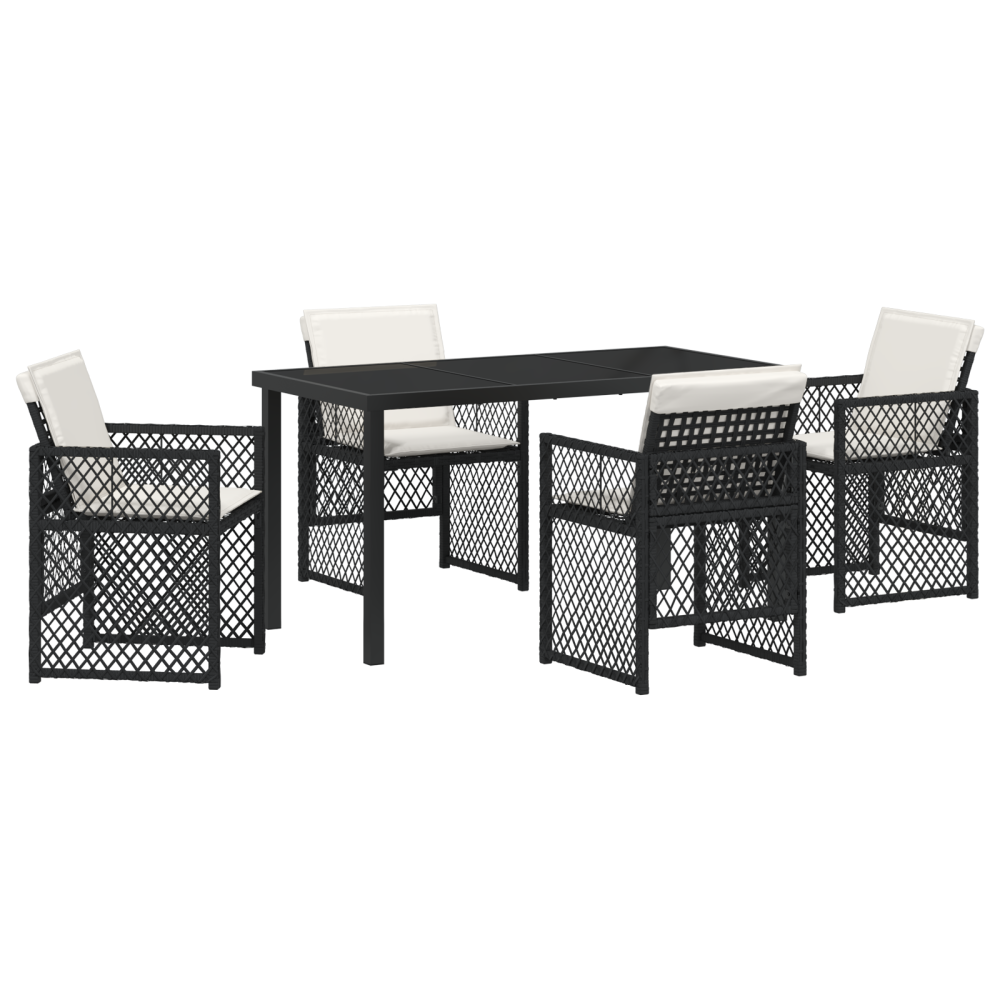 Produktbild för Trädgårdsmöbelset 5 pcs Svart konstrotting