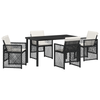 Produktbild för Trädgårdsmöbelset 5 pcs Svart konstrotting