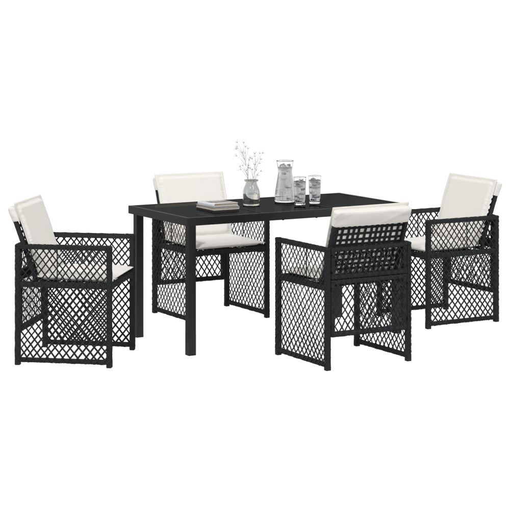 Produktbild för Trädgårdsmöbelset 5 pcs Svart konstrotting