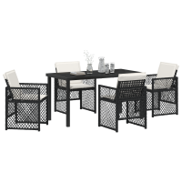 Produktbild för Trädgårdsmöbelset 5 pcs Svart konstrotting