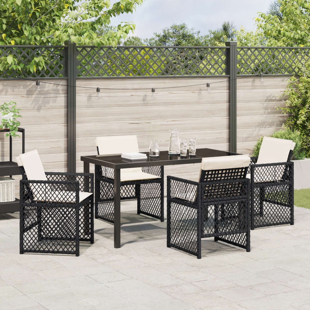 Produktbild för Trädgårdsmöbelset 5 pcs Svart konstrotting