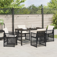 Produktbild för Trädgårdsmöbelset 5 pcs Svart konstrotting