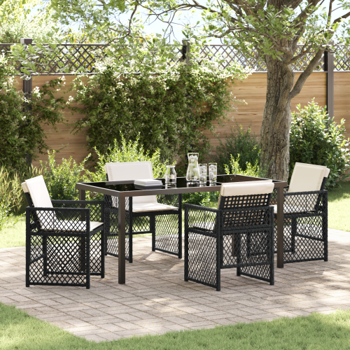 vidaXL Trädgårdsmöbelset 5 pcs Svart konstrotting