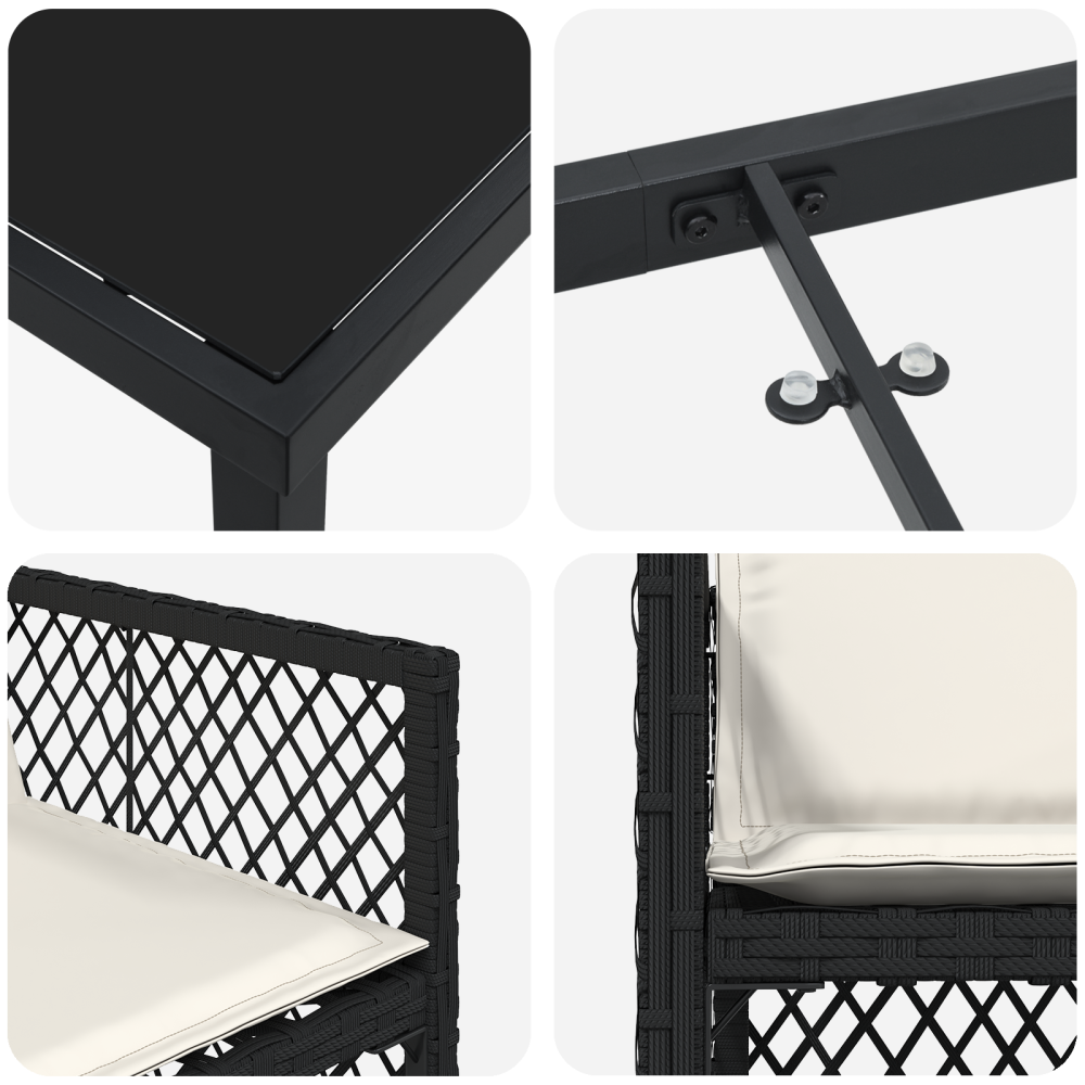 Produktbild för Trädgårdsmöbelset 5 pcs Svart konstrotting