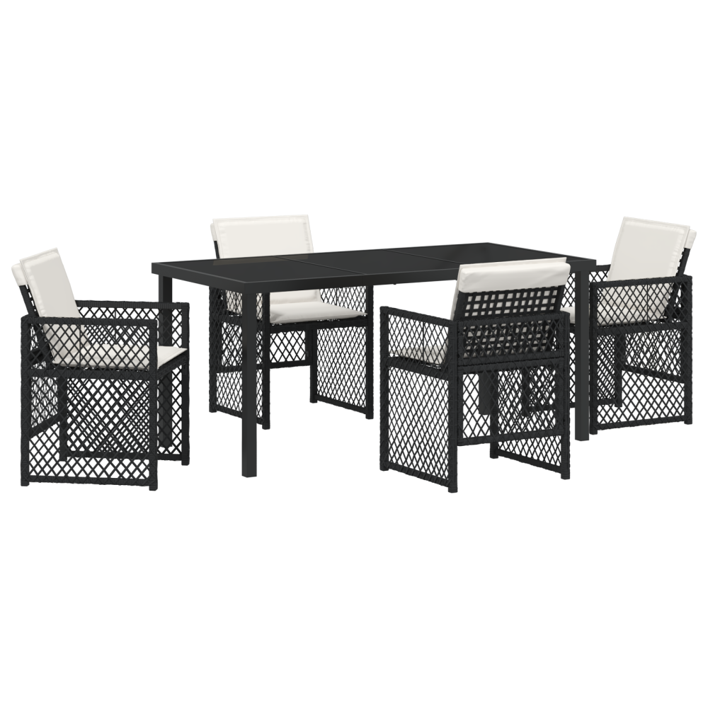 Produktbild för Trädgårdsmöbelset 5 pcs Svart konstrotting