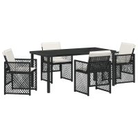 Produktbild för Trädgårdsmöbelset 5 pcs Svart konstrotting