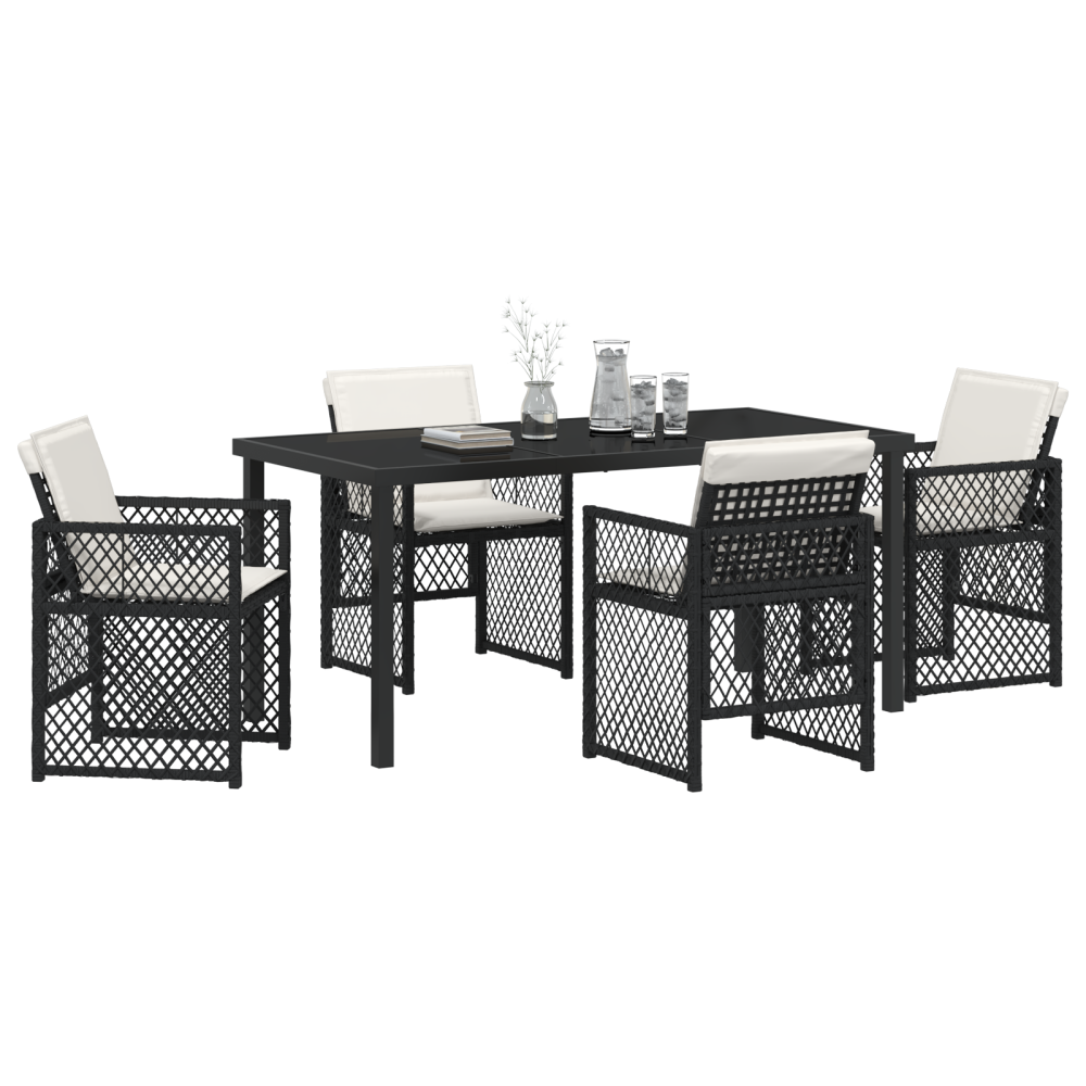 Produktbild för Trädgårdsmöbelset 5 pcs Svart konstrotting
