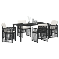 Produktbild för Trädgårdsmöbelset 5 pcs Svart konstrotting