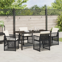 Produktbild för Trädgårdsmöbelset 5 pcs Svart konstrotting