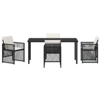 Produktbild för Trädgårdsmöbelset 5 pcs Svart konstrotting