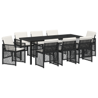 Produktbild för Trädgårdsmöbelset 9 pcs Svart konstrotting