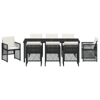 Produktbild för Trädgårdsmöbelset 9 pcs Svart konstrotting