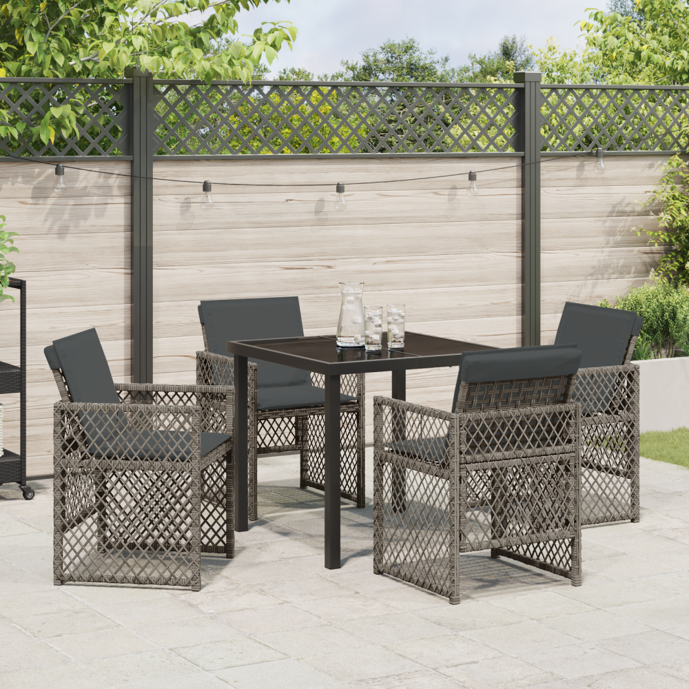 Produktbild för Trädgårdsmöbelset 5 pcs Grå konstrotting