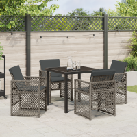 Produktbild för Trädgårdsmöbelset 5 pcs Grå konstrotting