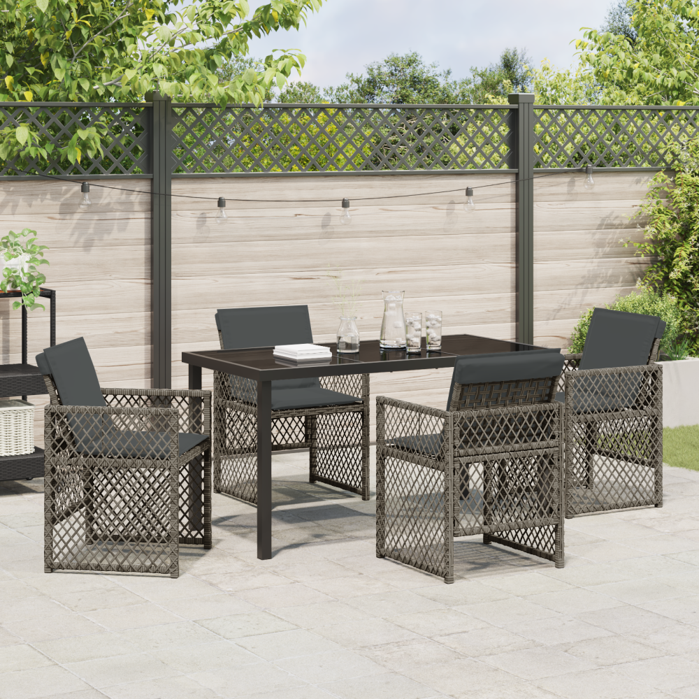 Produktbild för Trädgårdsmöbelset 5 pcs Grå konstrotting