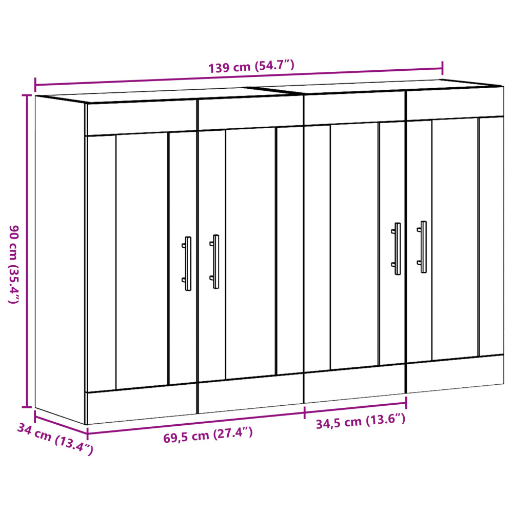 Produktbild för Väggmonterade Skåp 2 pcs Artisan ek och svart 69,5 x 34 x 90 cm