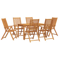 Produktbild för Trädgårdsmöbelset Fällbar 7 pcs Brun Massivt Akaciaträ