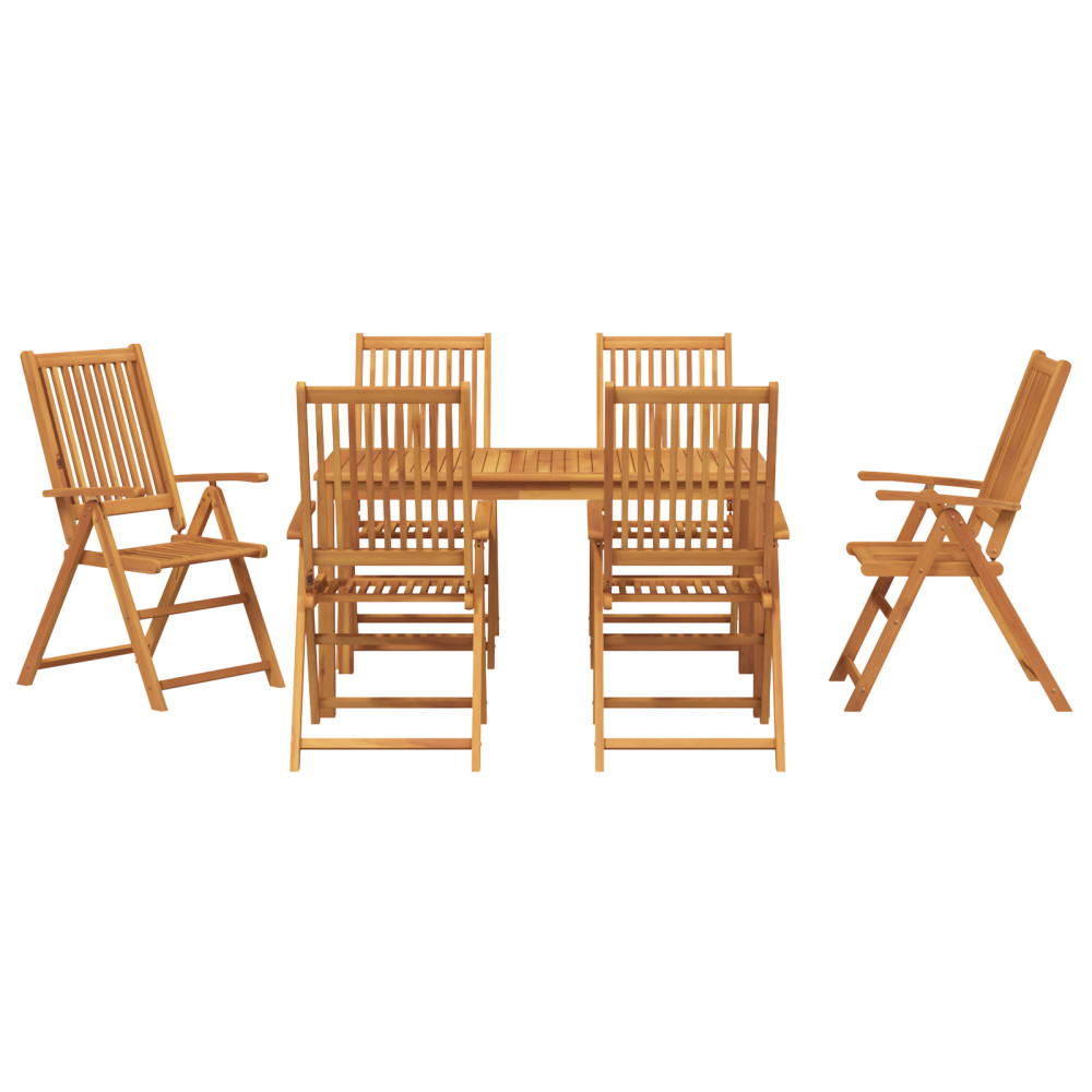 Produktbild för Trädgårdsmöbelset Fällbar 7 pcs Brun Massivt Akaciaträ