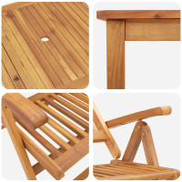 Produktbild för Trädgårdsmöbelset Fällbar 7 pcs Brun Massivt Akaciaträ