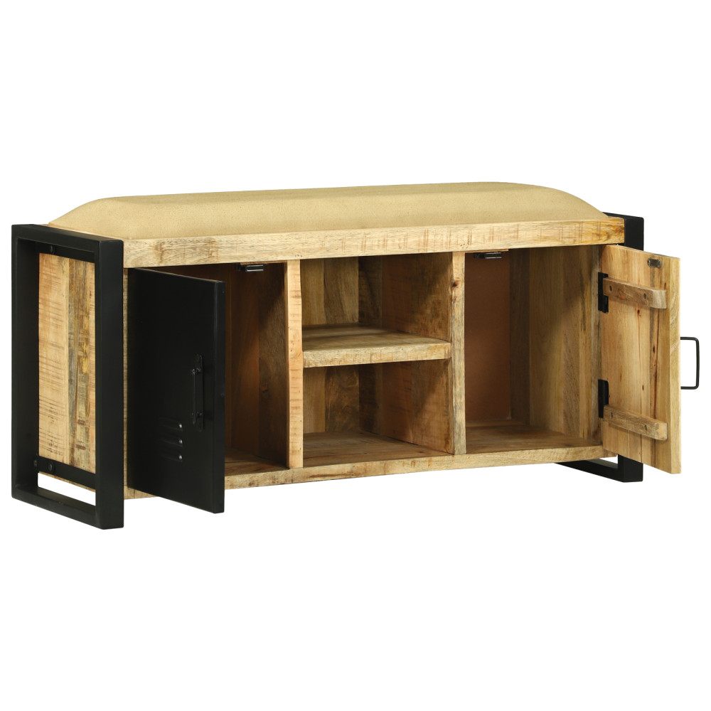 Produktbild för Bänk Skåp Brun 100 x 35 x 50 cm Massivt Mangoträ