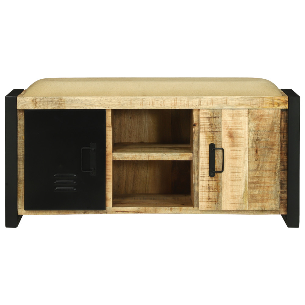 Produktbild för Bänk Skåp Brun 100 x 35 x 50 cm Massivt Mangoträ