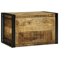 Produktbild för Förvaringslåda Brun och svart 80 x 50 x 50 cm Grov mangoträ