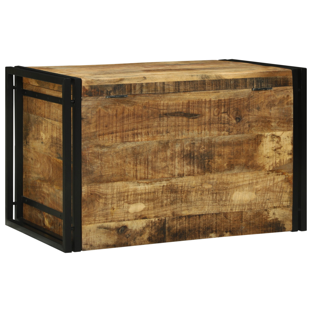 Produktbild för Förvaringslåda Brun och svart 80 x 50 x 50 cm Grov mangoträ