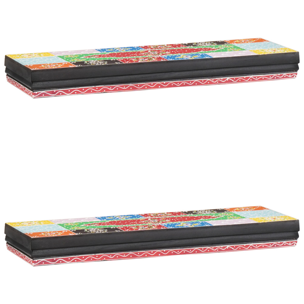 Produktbild för Vägg hyllor Flerfärgsdesign 60 x 20 x 6 cm Massivt mangoträ
