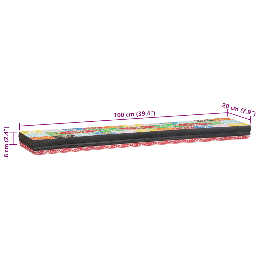 Produktbild för Vägg hyllor Flerfärgsdesign 100 x 20 x 6 cm Massivt mangoträ
