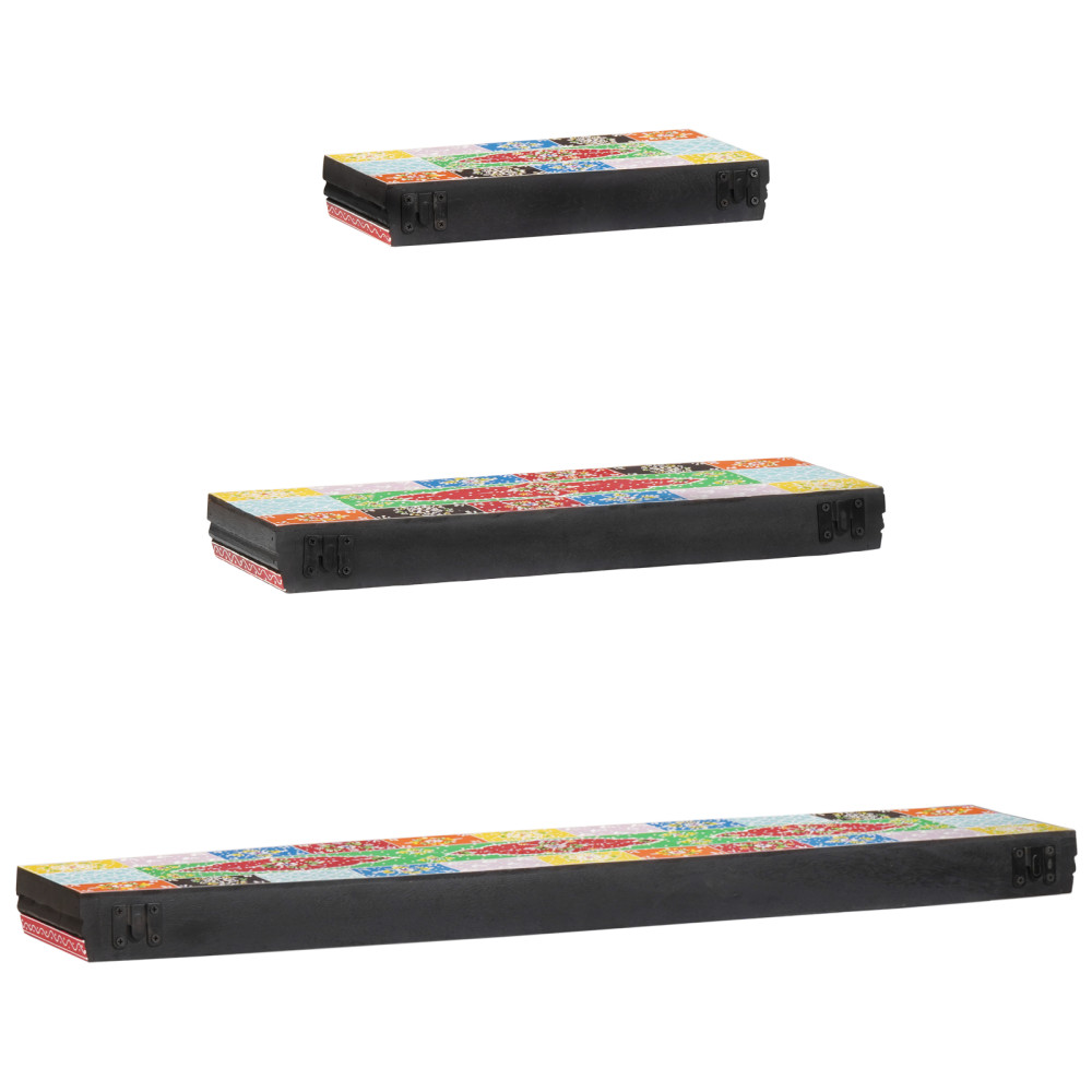 Produktbild för Vägg hyllor Väggmonterad 3 pcs Flerfärgsdesign 100 x 20 x 6 cm