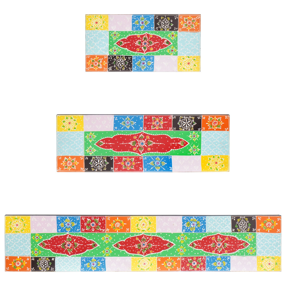 Produktbild för Vägg hyllor Väggmonterad 3 pcs Flerfärgsdesign 100 x 20 x 6 cm