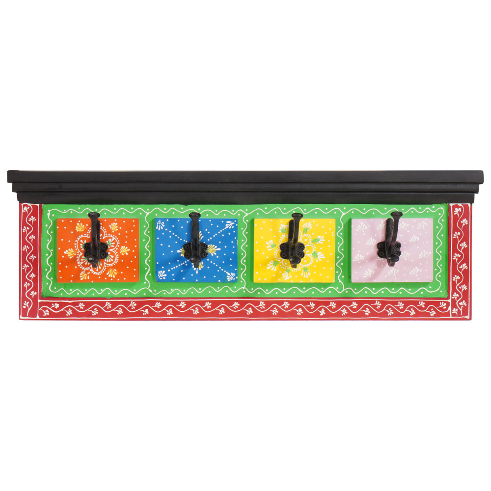 Produktbild för Klädhängare Svart 80 x 25 x 2 cm Massivt mangoträ