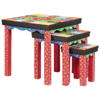 Produktbild för Fyrkantigt bord 3 pcs Flerfärgsdesign
