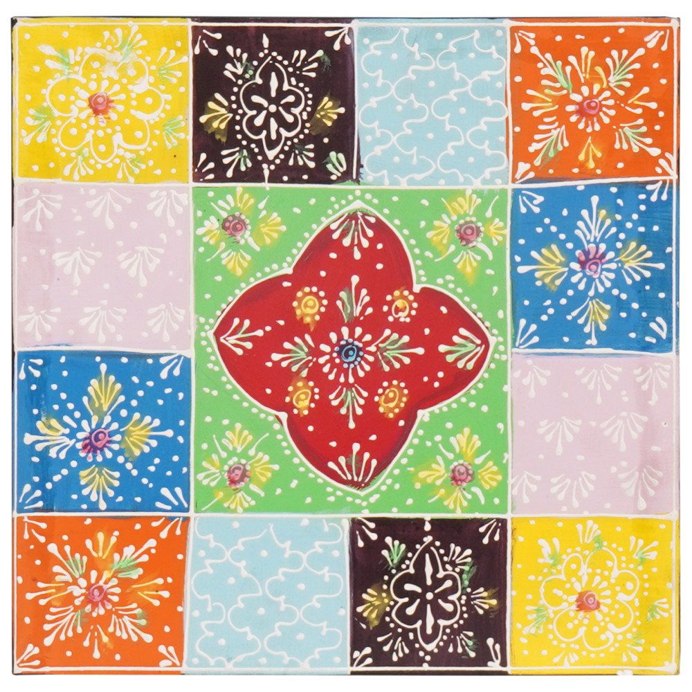 Produktbild för Byrå med dörr Flerfärgsdesign 30 x 30 x 90 cm Massivt mangoträ
