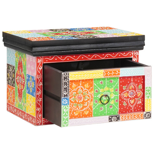 vidaXL Nattduksbord med låda 2 pcs Flerfärgsdesign 40 x 30 x 28 cm