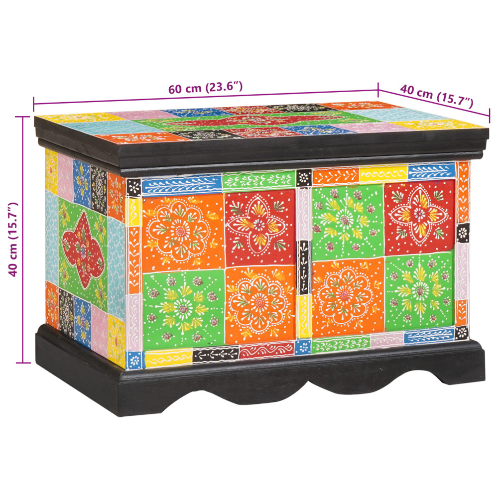 Produktbild för Förvaringslåda Flerfärgsdesign 60 x 40 x 40 cm Massivt Mangoträ