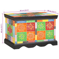 Produktbild för Förvaringslåda Flerfärgsdesign 60 x 40 x 40 cm Massivt Mangoträ