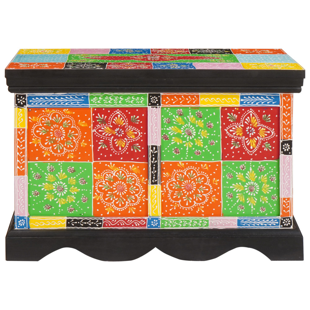 Produktbild för Förvaringslåda Flerfärgsdesign 60 x 40 x 40 cm Massivt Mangoträ