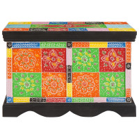 Produktbild för Förvaringslåda Flerfärgsdesign 60 x 40 x 40 cm Massivt Mangoträ