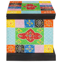Produktbild för Förvaringslåda Flerfärgsdesign 60 x 40 x 40 cm Massivt Mangoträ