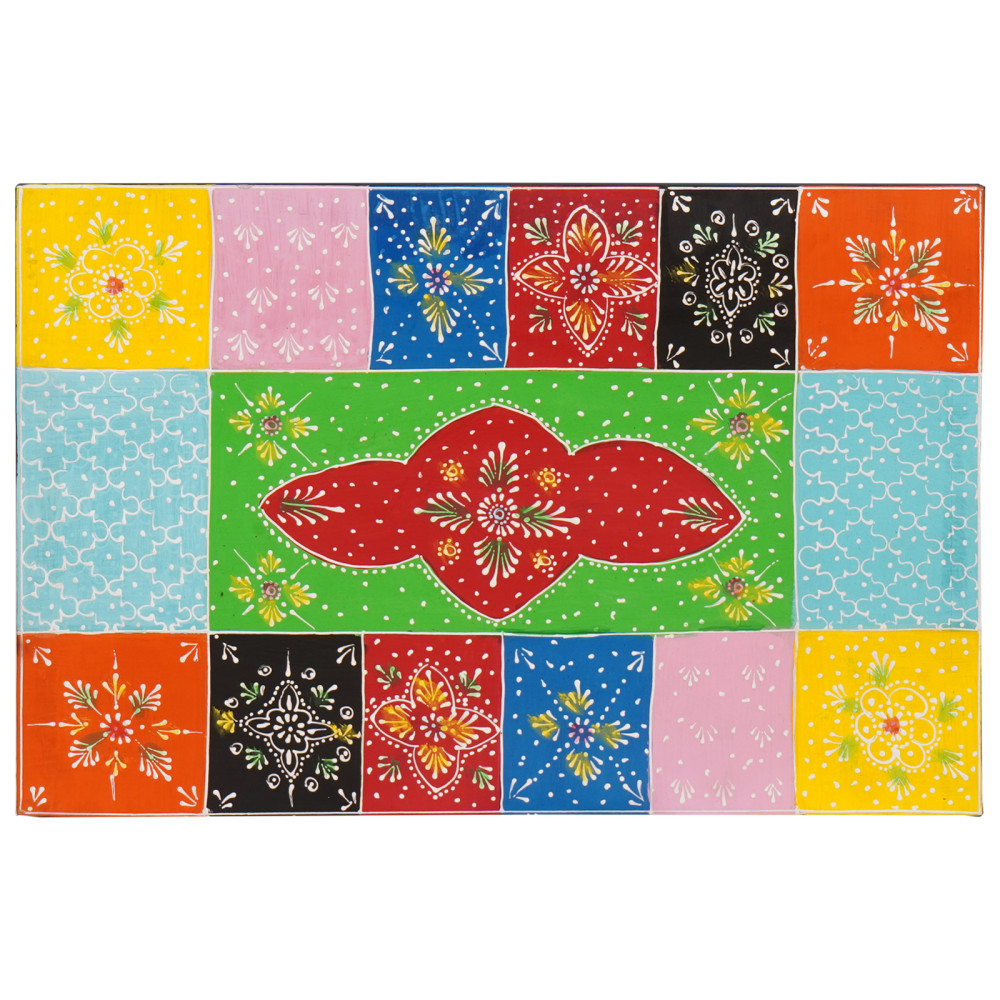 Produktbild för Förvaringslåda Flerfärgsdesign 60 x 40 x 40 cm Massivt Mangoträ
