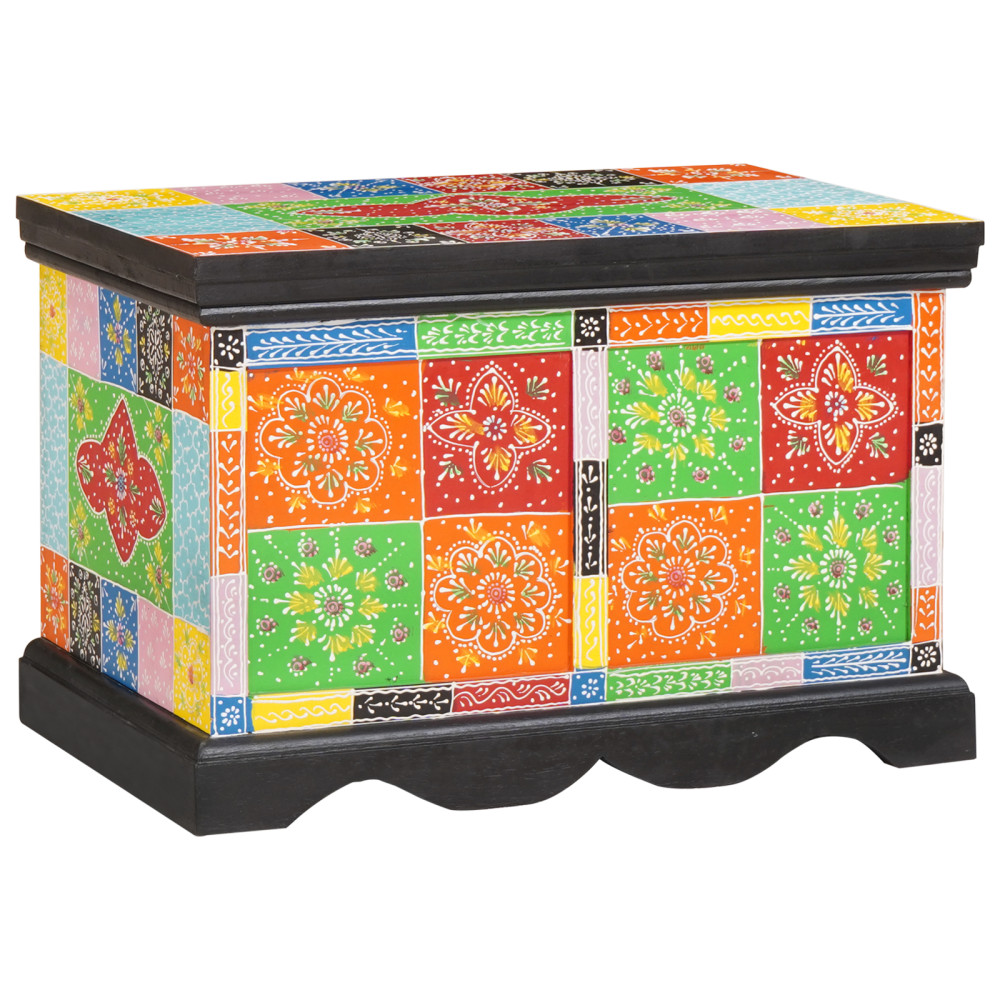 Produktbild för Förvaringslåda Flerfärgsdesign 60 x 40 x 40 cm Massivt Mangoträ