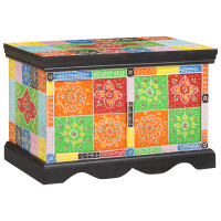 Produktbild för Förvaringslåda Flerfärgsdesign 60 x 40 x 40 cm Massivt Mangoträ