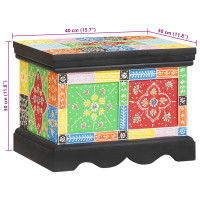 Produktbild för Förvaringslåda Flerfärgsdesign 40 x 30 x 30 cm Massivt Mangoträ